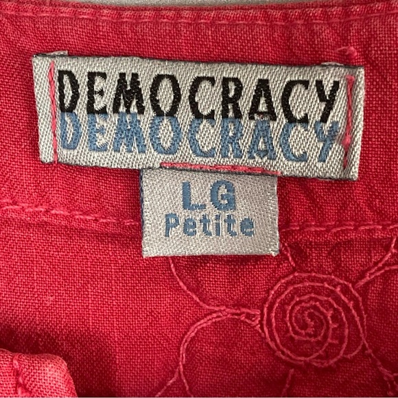 Vintage Democracy Quilted Embroidered Kimono Jacket-Red-Women’s L Petite-Tencel - Picture 3 of 8